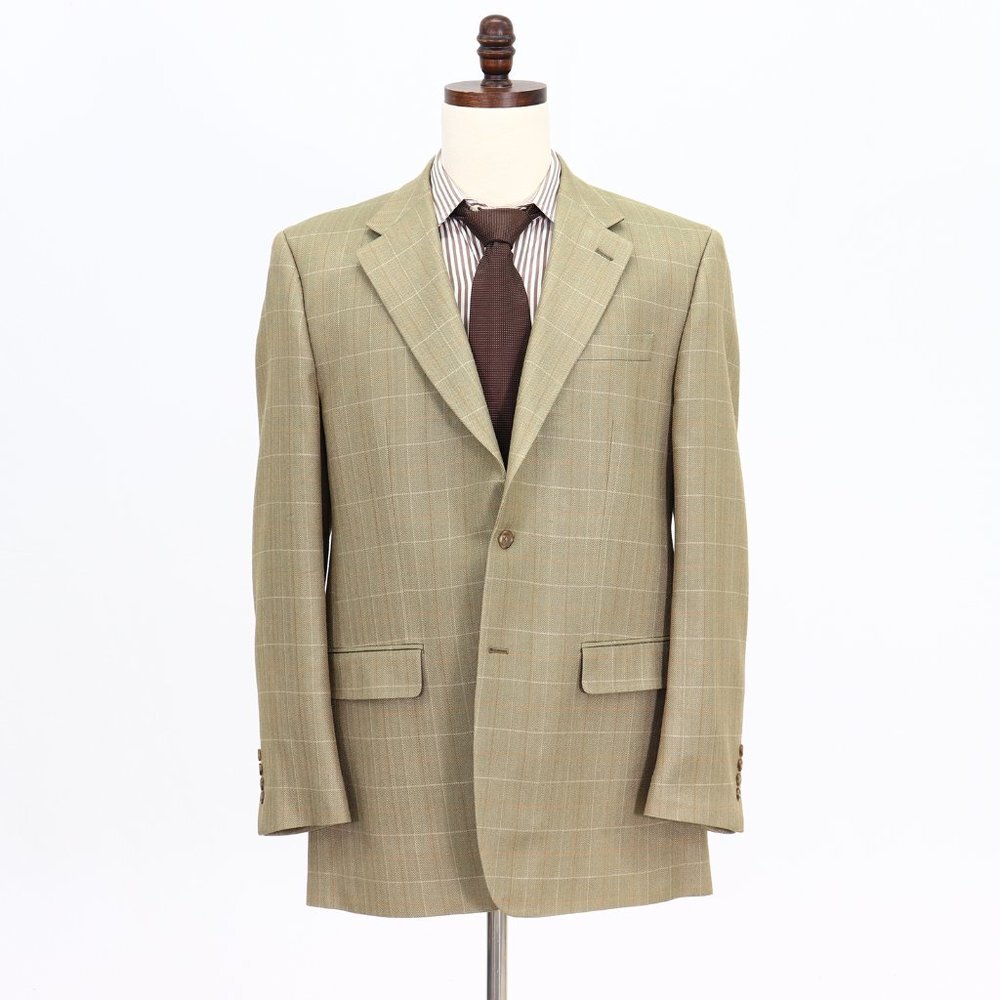 IZOD 42L Beige Check 2-Button Sport Coat Blazer Jacket B832
